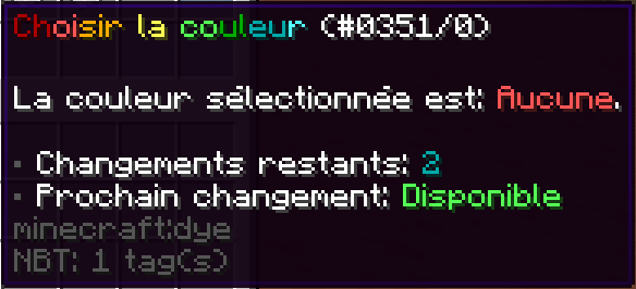 Exemple visuel de l'objet permettant de sélectionner sa couleur